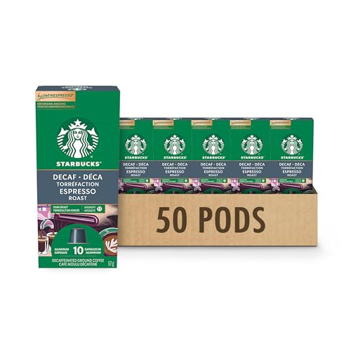 Starbucks By Nespresso Decaf Espresso Roast, Original Line Compatible, 50 Pods