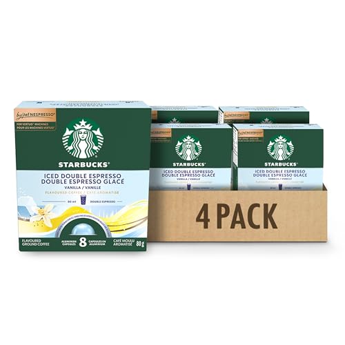 Starbucks Iced Double Espresso Vanilla, Vertuo Line Compatible, 32 Aluminium Capsules